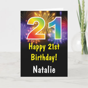 21e Anniversaire Carte Arc en ciel coloré