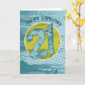 21E Anniversaire - Carte d'Anniversaire moderne Gr (Fleur jaune)