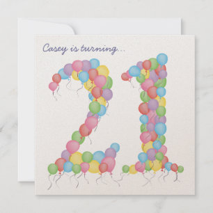 21e Anniversaire de fête ballons Invitation person