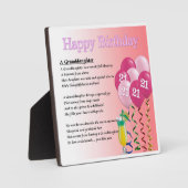 21e anniversaire Design Grandgirl Poème Plaque (Recto)