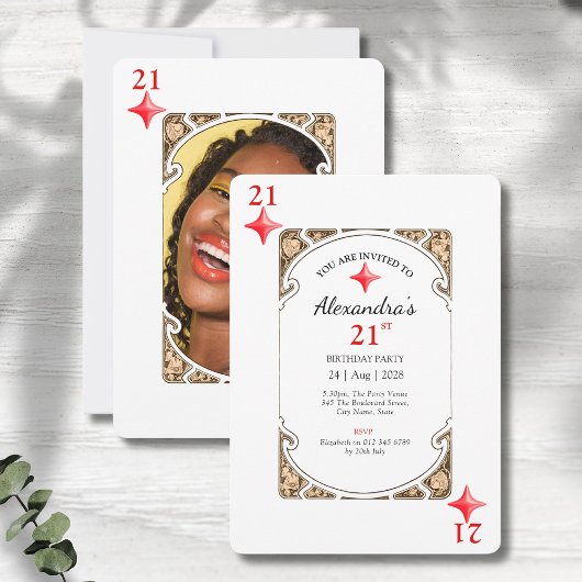 21e anniversaire Diamond Playing Card Invitation
