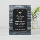 21e Anniversaire Dîner Bois Fête Invitation (Debout devant)