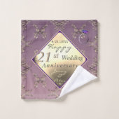 21e anniversaire du Mariage laiton et serviette d' (Gant de toilette)