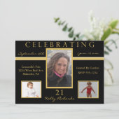 21e Anniversaire Fête de Tri Invitations photo (Debout devant)