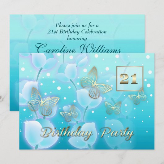 21e anniversaire fête Invitations personnalisées (Devant / Derrière)