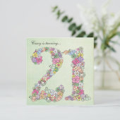 21e Anniversaire Fête Printemps Fleur Invitation p (Debout devant)