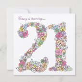 21e Anniversaire Fête Printemps Fleur Invitation p (Devant)