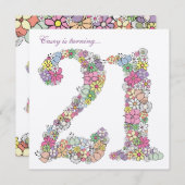 21e Anniversaire Fête Printemps Fleur Invitation p (Devant / Derrière)