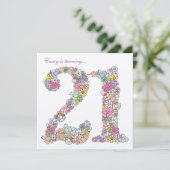 21e Anniversaire Fête Printemps Fleur Invitation p (Debout devant)