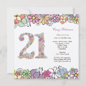 21e Anniversaire Fête Printemps Fleur Invitation p (Dos)