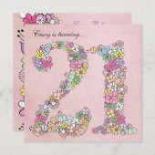 21e Anniversaire Fête Printemps Fleur Invitation p (Devant / Derrière)