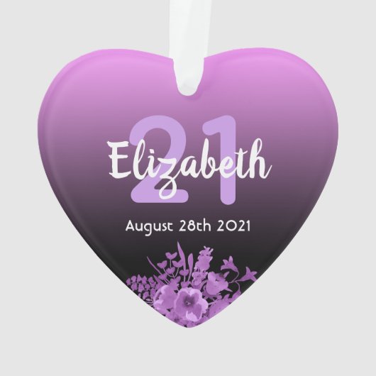 21e anniversaire fête violet noir dégradé nom (dos)