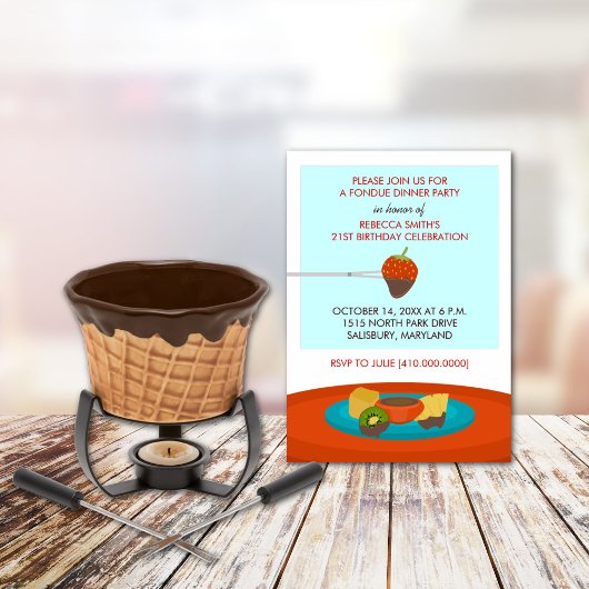 21e anniversaire Fondue Diner fêtes Invitations