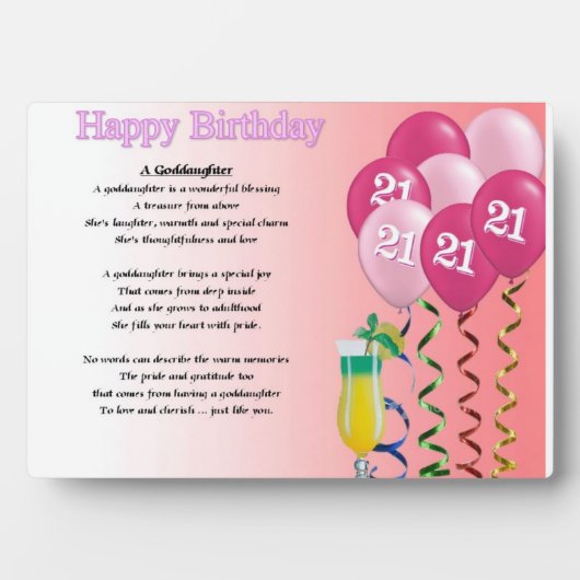 21e anniversaire Godgirl Poem Plaque (Devant)