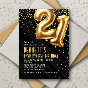 21e anniversaire Gold Black Invitation