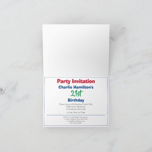 21e anniversaire Invitation avec photo (Intérieur)