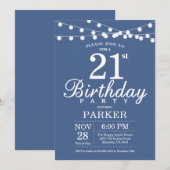 21e anniversaire Invitation Bleu (Devant / Derrière)