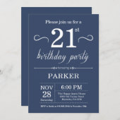 21e anniversaire Invitation Bleu (Devant / Derrière)