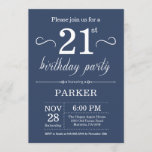 21e anniversaire Invitation Bleu<br><div class="desc">21e Anniversaire Invitation avec Arrière - plan Bleu. Anniversaire adulte. Hommes ou femmes Anniversaire Invitation. 13e 15e 16e 18e 20e 21e 30e 40e 50e 60e 70e 80e 90e 100e, n'importe quel âge. Pour plus de personnalisation, cliquez sur le bouton "Customiser" et utilisez notre outil de conception pour modifier ce modèle....</div>