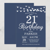 21e anniversaire Invitation Bleu (Devant / Derrière)