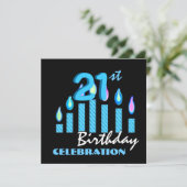21e anniversaire Invitation Bougies bleues (Debout devant)
