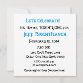 21e anniversaire Invitation Bougies bleues (Dos)