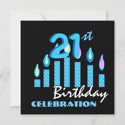 21e anniversaire Invitation Bougies bleues (Devant)
