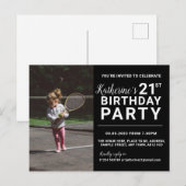 21e anniversaire Invitation Carte photo Noir (Devant / Derrière)