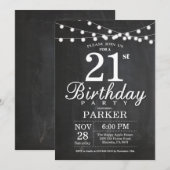 21e anniversaire Invitation Chalboard Chaîne Light (Devant / Derrière)