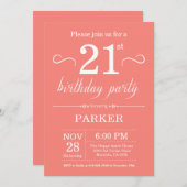 21e anniversaire Invitation Coral (Devant / Derrière)