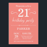 21e anniversaire Invitation Coral<br><div class="desc">21e Anniversaire Invitation au Arrière - plan Coral. Anniversaire adulte. Hommes ou femmes Anniversaire Invitation. 13e 15e 16e 18e 20e 21e 30e 40e 50e 60e 70e 80e 90e 100e, n'importe quel âge. Pour plus de personnalisation, cliquez sur le bouton "Customiser" et utilisez notre outil de conception pour modifier ce modèle....</div>