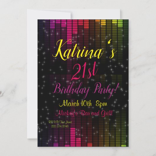 21e anniversaire, Invitation d'anniversaire coloré (Devant)