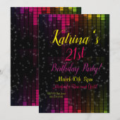 21e anniversaire, Invitation d'anniversaire coloré (Devant / Derrière)