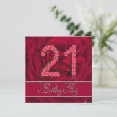 21e anniversaire invitation de fête avec roses (Debout devant)