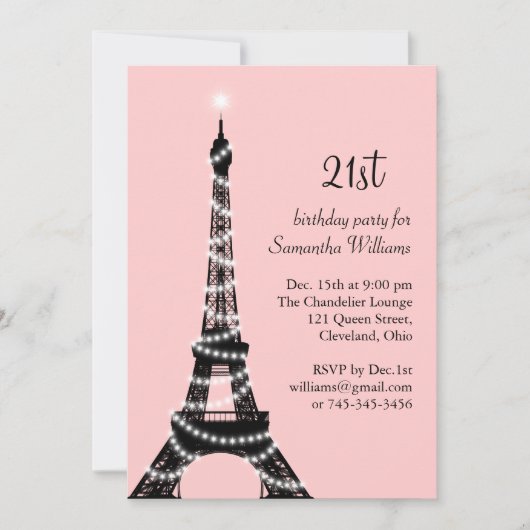 21e anniversaire Invitation de la Tour Eiffel (Devant)