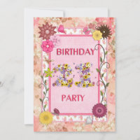 21e anniversaire invitation fête avec cadre fleuri