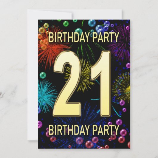 21e anniversaire Invitation fête feux d'artifice (Devant)