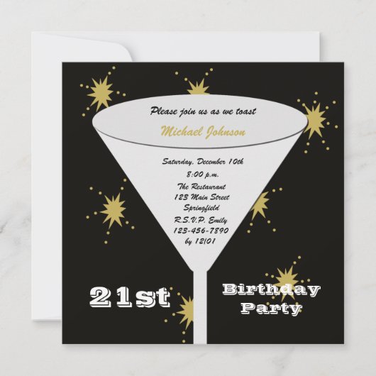 21e Anniversaire Invitation Gold 21e Toast (Devant)