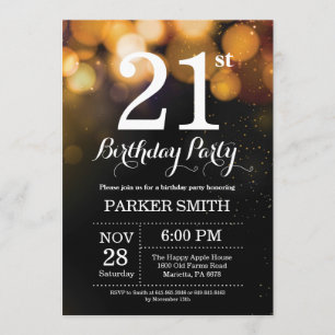 21e anniversaire Invitation Gold Parties scintilla
