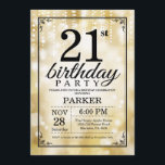 21e anniversaire Invitation Gold Parties scintilla<br><div class="desc">21e Invitation d'anniversaire avec aurore à cordes avec Arrière - plan de Parties scintillant d'or. Anniversaire de l'or. Anniversaire adulte. Hommes ou femmes Anniversaire Invitation. 13e 15e 16e 18e 20e 21e 30e 40e 50e 60e 70e 80e 90e 100e, n'importe quel âge. Pour plus de personnalisation, cliquez sur le bouton "Customiser"...</div>