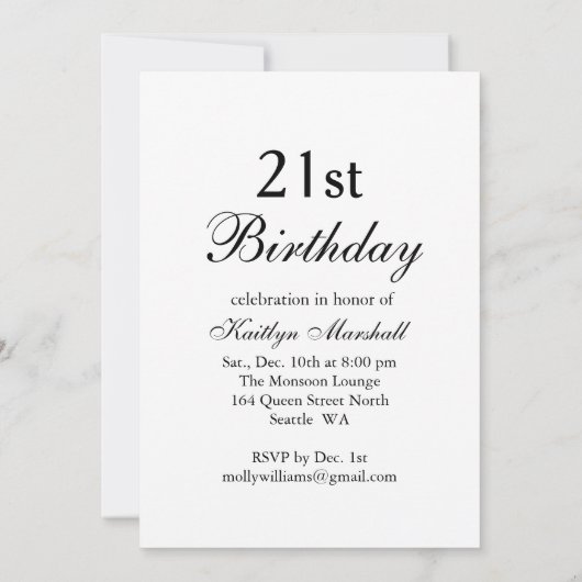 21e anniversaire Invitation Heure de boire du cham (Dos)