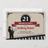 21e anniversaire invitation Jazz music thème (Devant)