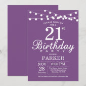 21e Anniversaire Invitation Lavande Violette Lilac (Devant / Derrière)