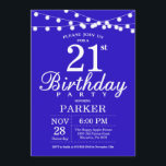 21e anniversaire Invitation Marine Bleue<br><div class="desc">21e Invitation d'anniversaire avec des lampes à cordes. Arrière - plan bleu de la Marine. 13e 15e 16e 18e 20e 21e 30e 40e 50e 60e 70e 80e 90e 100e, n'importe quel âge. Pour plus de personnalisation, cliquez sur le bouton "Customiser" et utilisez notre outil de conception pour modifier ce modèle....</div>
