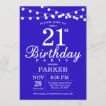 21e anniversaire Invitation Marine Bleue<br><div class="desc">21e Invitation d'anniversaire avec des lampes à cordes. Arrière - plan bleu de la Marine. 13e 15e 16e 18e 20e 21e 30e 40e 50e 60e 70e 80e 90e 100e, n'importe quel âge. Pour plus de personnalisation, cliquez sur le bouton "Customiser" et utilisez notre outil de conception pour modifier ce modèle....</div>