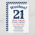 21e anniversaire Invitation Mens Marine Bleu<br><div class="desc">Une invitation à 21e anniversaire drôle et frappante pour un mari,  un ami ou un père.</div>