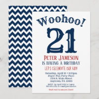 21e anniversaire Invitation Mens Marine Bleu