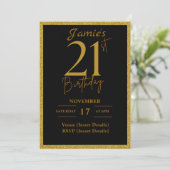 21e anniversaire Invitation Noir et Parties scinti (Debout devant)