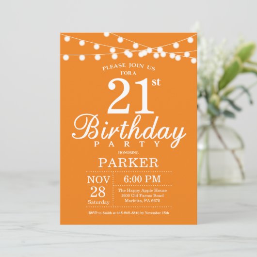 21e anniversaire Invitation Orange (Debout devant)