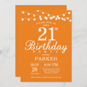 21e anniversaire Invitation Orange (Devant / Derrière)